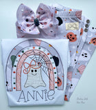Ghouls & Gourds rainbow ghost shirt for girls - Darling Little Bow Shop
