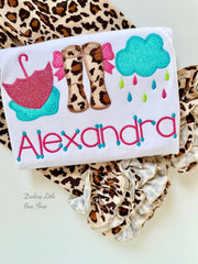 Sassy Spring Showers shirt, ruffle shirt, tank or bodysuit - leopard print rainy day theme