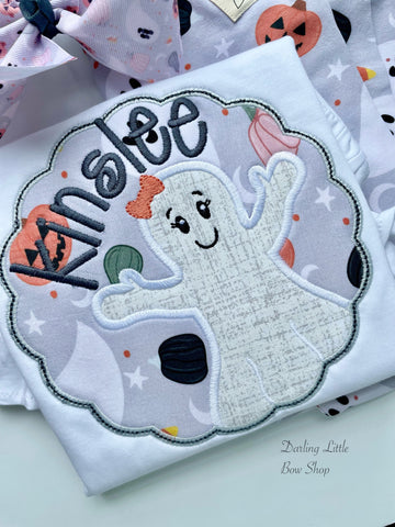 Ghouls & Gourds ghost shirt for girls - Darling Little Bow Shop