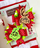 Grinch and Max pigtail bows - Darling Little Bow Shop