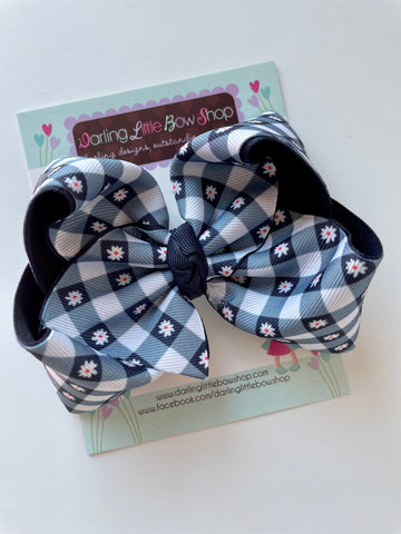 Gingham and Giggles hairbow - choose 4-5" or 6" - Darling Little Bow Shop