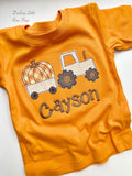 Boys orange Pumpkin Tractor shirt - Darling Little Bow Shop