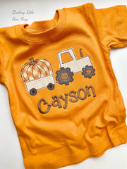 Boys orange Pumpkin Tractor shirt