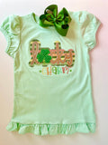 Lucky Charm mint ruffle shirt for girls - Darling Little Bow Shop