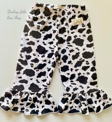 Cow Print Ruffle Pants sizes 12 month thru 8