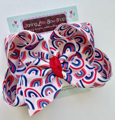 Red white and blue Rainbow Hairbow - 4-5” or 6” bow