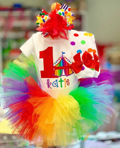 Circus Birthday Tutu Outfit, Carnival Birthday Outfit Any Age - Darling Little Bow Shop