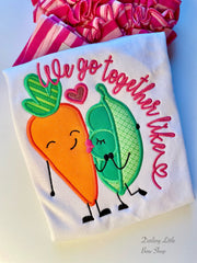 Peas & Carrots Valentine shirt or bodysuit for girls
