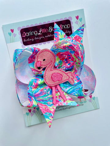 Flamingo hairbow - Darling Little Bow Shop