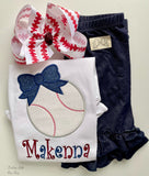 Baseball bow, Softball bow, Baseball hairbow - choose your team color for cente - Darling Little Bow Shop