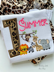 Animal Birthday Shirt or bodysuit for girls in leopard print ANY AGE