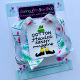 Elf theme hairbow - Cotton headed ninny muggins - Darling Little Bow Shop
