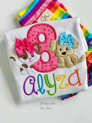 Puppy & Kitty Birthday Shirt or bodysuit ANY AGE, Dog and Cat birthday
