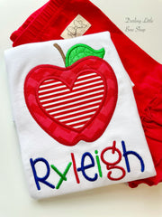 Girls School Shirt, sweet Apple shirt in red, blue and green