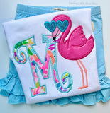 Flamingo Initial shirt, ruffle shirt, tank or bodysuit - Darling Little Bow Shop