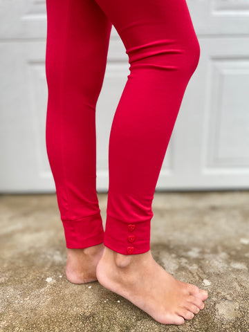 Red Heart Button Leggings - Darling Little Bow Shop