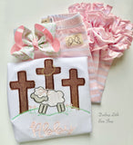 Easter Lamb Cross Shirt or Bodysuit for girls - Darling Little Bow Shop