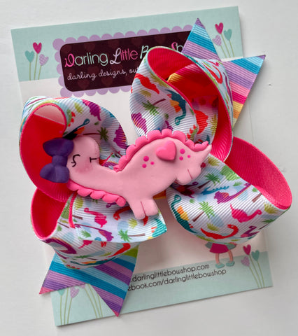 Pink Dinosaur HairBow - Darling Little Bow Shop