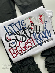 Little Sister Baseball shirt or bodysuit for girls - customize with team colors