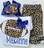 Cheetah print Football Hairbow in team colors - Darling Little Bow Shop