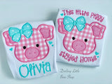 Girly Pig shirt or bodysuit for girls in pink and aqua blue - Darling Little Bow Shop