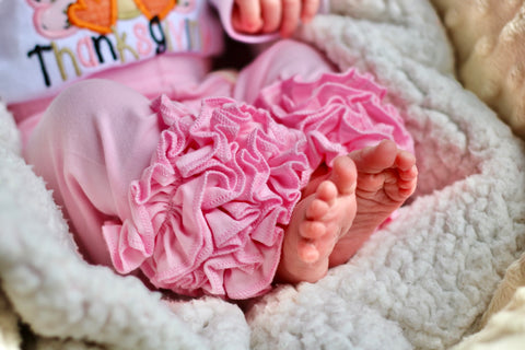 Powder Pink Ruffle Leggings - Powder Pink Icings - gorgeous knit ruffle leggings - size NB to 10 - Darling Little Bow Shop