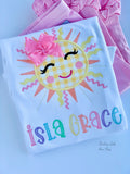 Pastel Rainbow Sun Shirt or bodysuit for girls, Sun Shirt - Darling Little Bow Shop