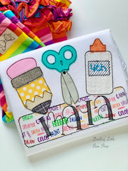 Girls School Shirt - glue, pencil, scissors shirt