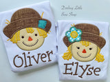 Autumn Friend Scarecrow shirt or bodysuit for girls - Darling Little Bow Shop