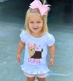 Yorkie shirt or bodysuit for girls -- Puppy Princess -- Yorkie Valentine shirt in pretty pinks with her name - Darling Little Bow Shop