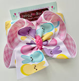 Peep bow, Peep hairbow choose 4-5" or 6" bow - Darling Little Bow Shop