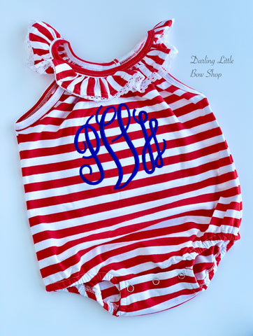 Baby Girl Ruffle Bubble Romper for 4th of July - Darling Little Bow Shop