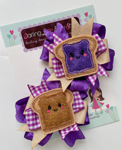 Peanut Butter and Jelly Pigtail Bow Set - Darling Little Bow Shop