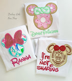 Minnie Donut shirt, ruffle shirt, tank or bodysuit - Darling Little Bow Shop