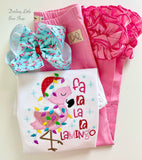 Flamingo Christmas shirt or bodysuit for girls - Fa La La La Lamingo - Darling Little Bow Shop