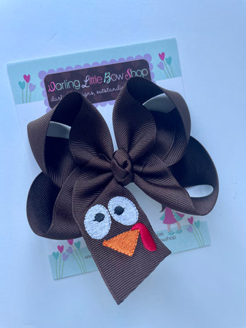 Turkey Face Embroidered hairbow - Darling Little Bow Shop