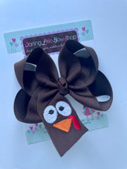 Turkey Face Embroidered hairbow