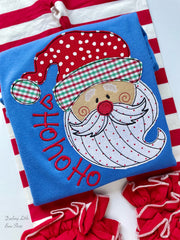 Santa royal blue ruffle shirt for girls