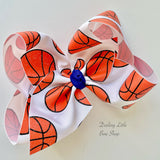 Basketball Hairbow - choose 4-5” or 7” - Darling Little Bow Shop