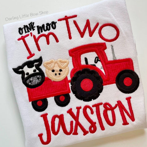 Oink Moo I’m TWO boys Birthday bodysuit or shirt - Darling Little Bow Shop