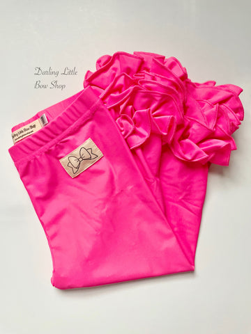Neon Pink Ruffle Leggings - Neon Pink Icings - gorgeous knit ruffle leggings - size 6m to 10 - Darling Little Bow Shop