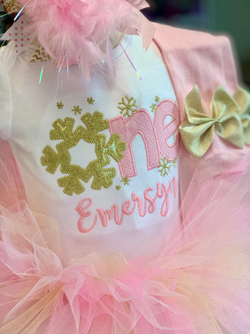 Baby Girl First Birthday bodysuit, Winter ONEderland - Darling Little Bow Shop