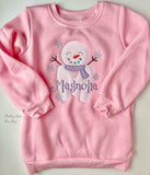 Pink Snowman Initial Sweatshirt - Darling Little Bow Shop