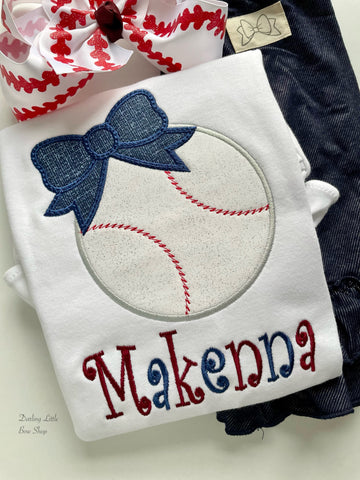 Baseball shirt or bodysuit for girls - customize with team colors - Darling Little Bow Shop