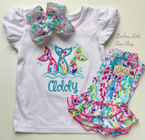 Tropical Print Mermaid shirt, ruffle shirt, tank or bodysuit - Darling Little Bow Shop