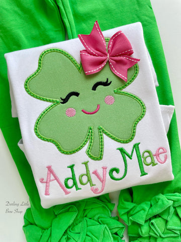 St. Patrick’s Day top for girls | Clover Cutie - Darling Little Bow Shop