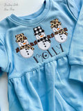 Snowman Tunic Sweatshirt - leopard and buffalo check sweet snowmen - Darling Little Bow Shop