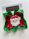 Santa Bow with red and green jumbo polka dots - Darling Little Bow Shop