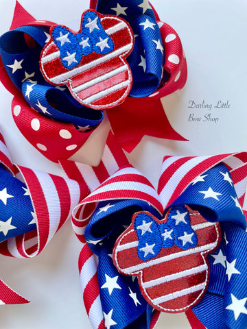 Minnie Mouse Flag Hairbow - Darling Little Bow Shop
