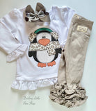 Penguin Bodysuit OR Shirt for Girls -- A Chilly Friend - Darling Little Bow Shop
